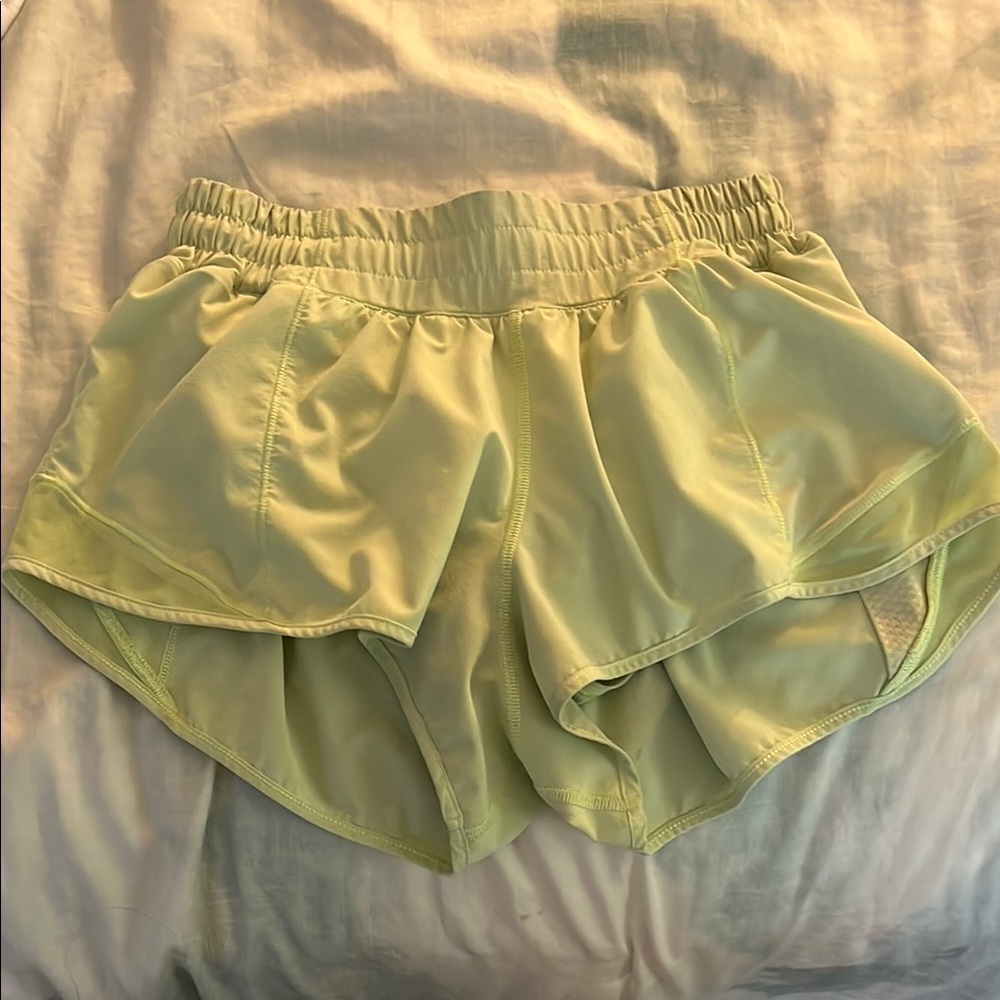 Lime green LULULEMON Hotty Hot shorts 2.5 in inseam size 4